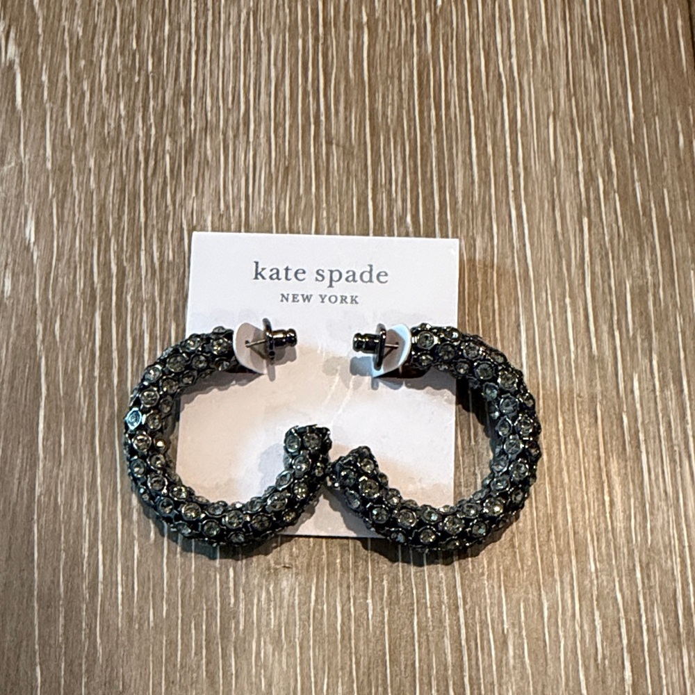 Kate Spade Dark Beaded Hoop Earrings